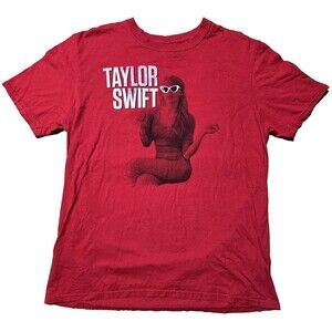 Taylor Swift Red Tour Shirt VTG Sunglasses Legs Crossed Womens L Retro 2013